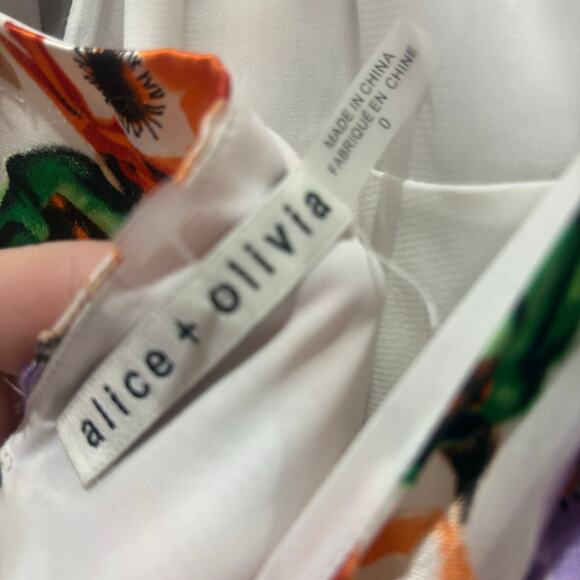 Alice + Olivia Evelia Asymmetric Floral Maxi Dress Size 0 - Picture 9 of 11